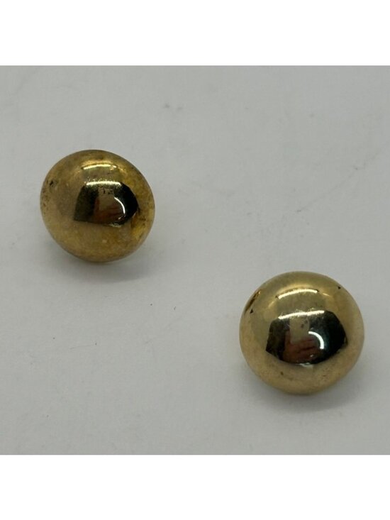 Estate Jewelry - Gold Vermeil Over Sterling Silver Puffy Round Earrings 925 For Women Vintage REA